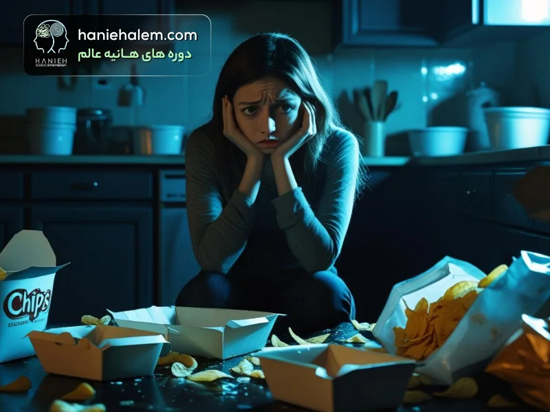 دختری که دچار پرخوری عصبی داره